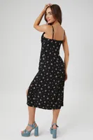 Women's Floral Print Cami Midi Dress in Black, XS