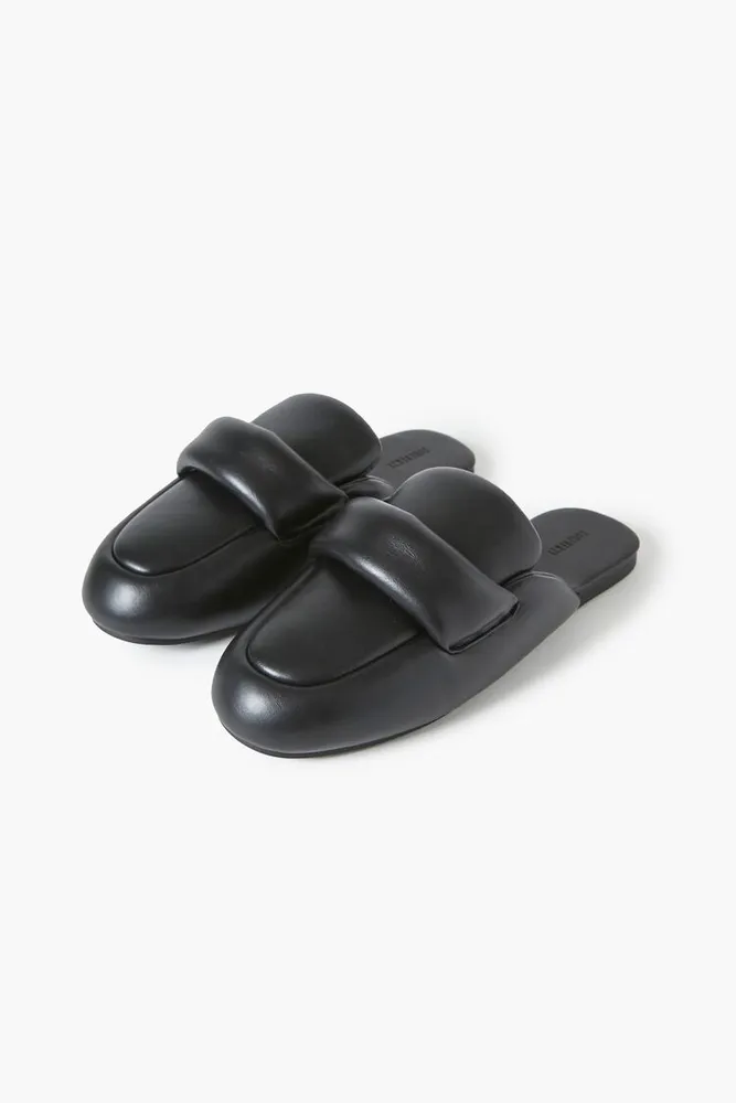 Women's Slip-On Faux Leather Mules Black,