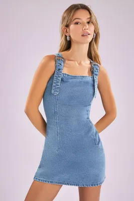 Women's Bodycon Denim Mini Dress in Medium Denim, XL