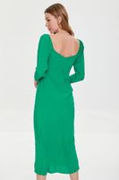 Women's Shirred Midi Slit Dress in Green Small