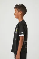 Kids Racecar Patch Baseball Jersey (Girls + Boys) in Black, 9/10