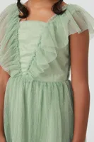 Girls Butterfly-Sleeve Dress (Kids) Mint,