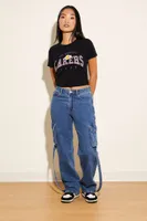 Women's Los Angeles Lakers Cropped T-Shirt in Black Large