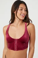 Women's Hook-and-Eye Velour Bra Corset in Burgundy Small