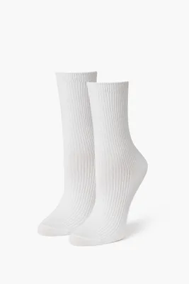 Embroidered Sleeping Eyes Crew Socks in White
