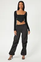 Women's Cropped V-Hem Top in Black Medium