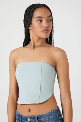 Women's Ponte Knit Curved-Hem Tube Top in Blue Mist, XS