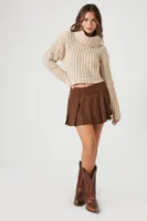 Women's Cropped Turtleneck Sweater in Cream Large