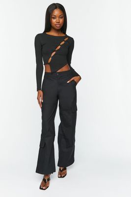 Women's High-Rise Cargo Pants in Black Medium