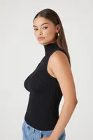 Women's Seamless Mock Neck Top in Black, S/M