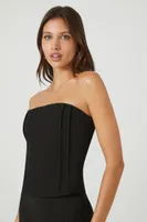 Women's Pleated Strapless Top in Black Medium