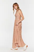 Women's Striped Cutout Maxi Dress in Rust Large