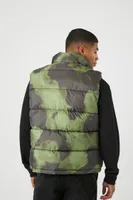 Men Cloud Wash Puffer Vest Black/Olive