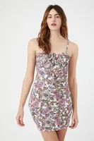 Women's Ditsy Floral Print Mini Dress in Pink Large