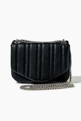 Women's Channel-Stitch Quilted Crossbody Bag in Black