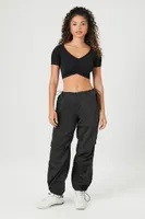 Women's Drawstring Windbreaker Joggers in Black Large