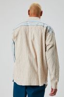 Men Reworked Striped Button-Front Shirt in Taupe Medium