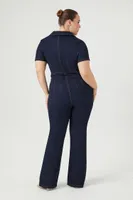 Women's Denim Zip-Up Jumpsuit Denim, 3X