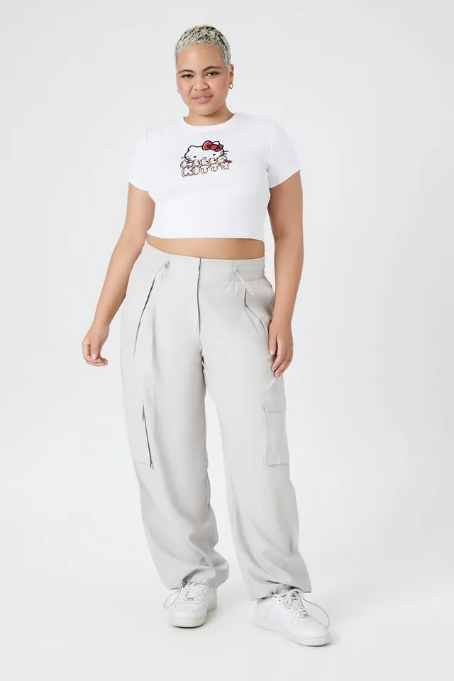 Forever 21 Women's Hello Kitty Graphic Cropped T-Shirt in White