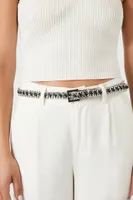 Braided Faux Leather Chain Belt in Black/Silver