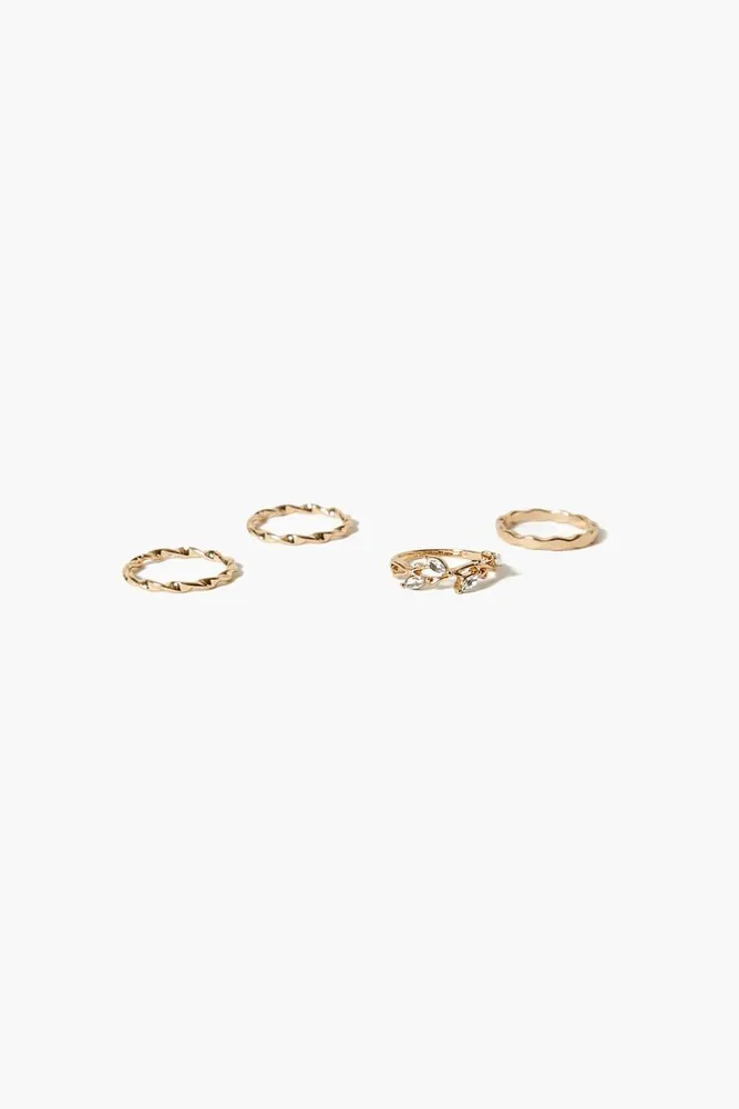 Women's Twisted Vine Ring Set in Gold/Clear, 8