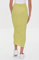 Women's Ribbed Lettuce-Edge Pencil Skirt in Lime Large