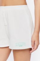 Women's Malibu Graphic High-Rise Sweatshorts in White/Green Large