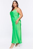 Women's Satin Slip Maxi Dress in Green Haze, 1X