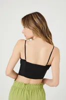 Women's Ruffle-Trim Cropped Cami in Black Small