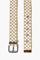 Checkered Print Belt in Tan/White, XS/S