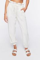 Women's Drawstring Paperbag Pants in Vanilla Small