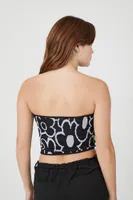 Women's Seamless Floral Print Tube Top in Black/Grey, M/L