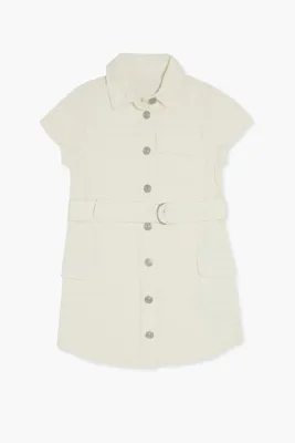 Girls Denim Shirt Dress (Kids) in Cream, 9/10