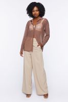 Women's Sheer Mesh Shirt in Carob, XS