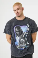 Men Aaliyah Graphic Glitter Print Tee in Black, XXL