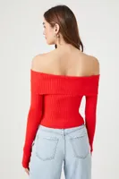 Women's Sweater-Knit Off-the-Shoulder Top Large