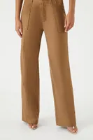 Women's High-Rise Straight-Leg Pants in Brown Small