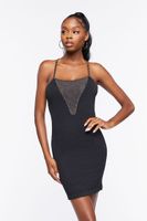 Women's Seamless Mesh-Panel Mini Dress in Black/Brown, M/L