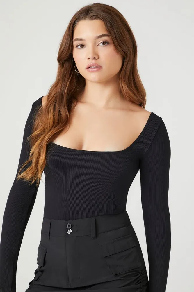 Women's Seamless Fitted Bodysuit in Black Medium