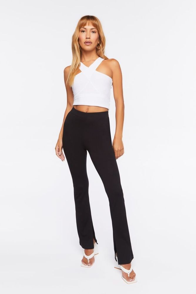 Forever 21 Women's Ponte-Knit Flare Pants in Black Small