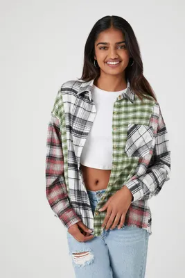 Women's Colorblock Plaid Flannel Shirt