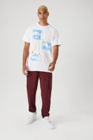 Men Drawstring Cargo Joggers in Burgundy Large