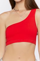 Women's One-Shoulder Crop Top in Tomato, M/L