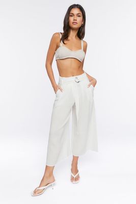 Women's Belted Gaucho Pants in White Medium