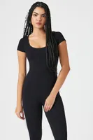 Women's Seamless Short-Sleeve Jumpsuit in Black Small