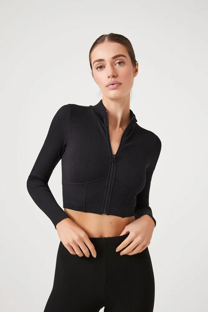 Forever 21 Women's Active Seamless Bustier Jacket in Black Small