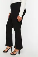 Women's Ponte Split-Hem Leggings in Black, 0X