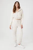 Women's Fleece Drawstring Joggers in Oatmeal Small