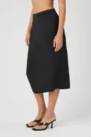 Women's Satin Vented Midi Skirt