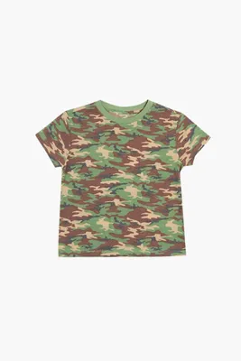 Girls Camo Print T-Shirt (Kids) in Olive, 7/8